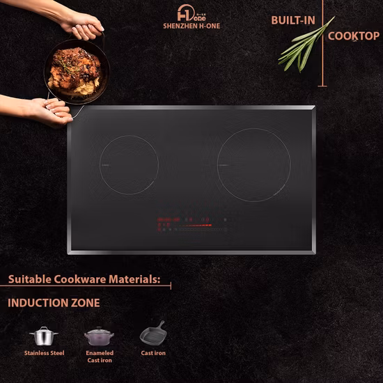 Double Induction Hob 3700W 220V Induction Countertop Burner Suitable for Magnetic Cookware